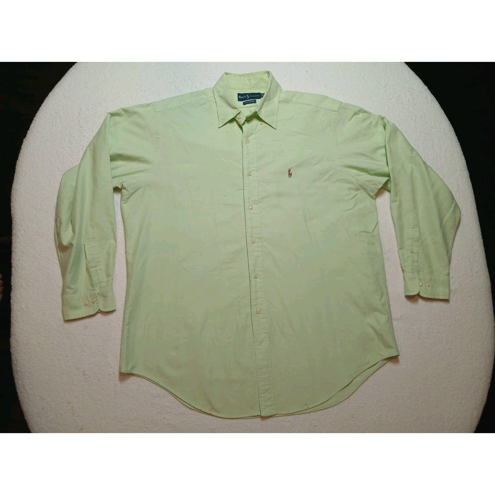 (16.5 34/35) Mens Polo Ralph Lauren Lime Green Button Dress Shirt Classic Fit